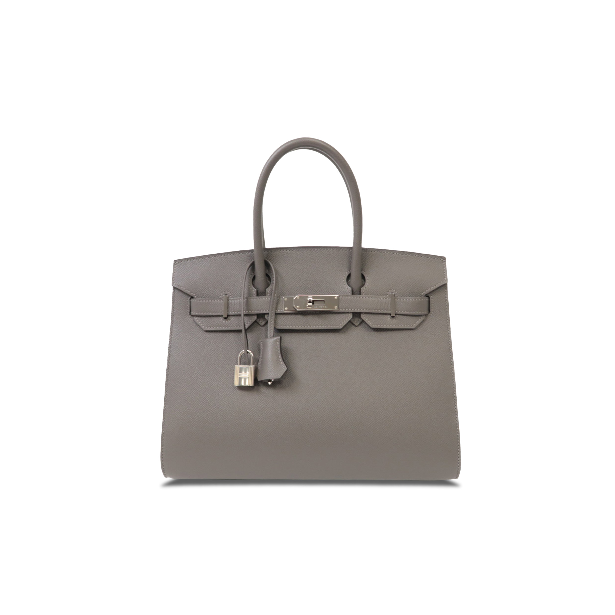 HERMES BIRKIN 30 EPSOM LEATHER PEWTER GREY SILVER BUCKLE HANDBAG 2160900355773 (30*23*15cm)